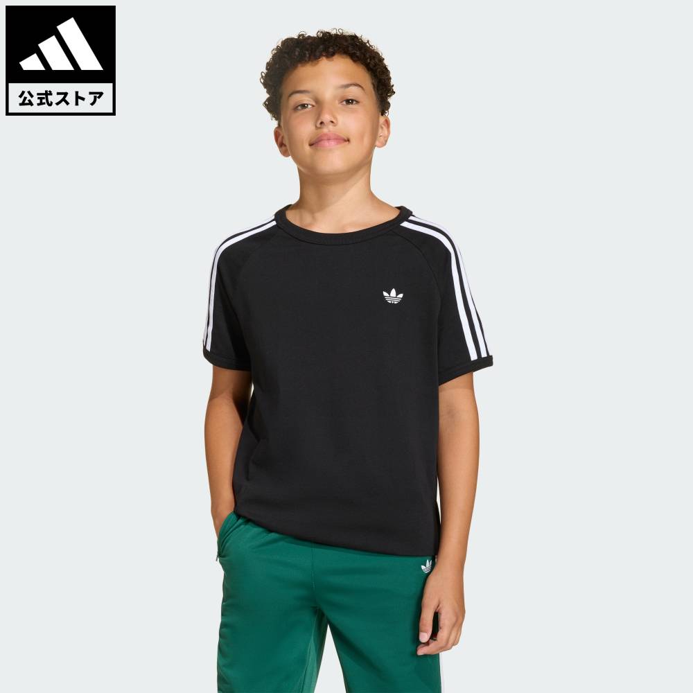 乐天商城 - 【ポイント20倍 5/9 20:00～5/20 23:59】 【公式】アディダス adidas 返品可 ライフスタイル スリーストライプ半袖Tシャツ オリジナルス キッズ／子供用 ウェア・服 Tシャツ 黒 ブラック KE0919 【PT】