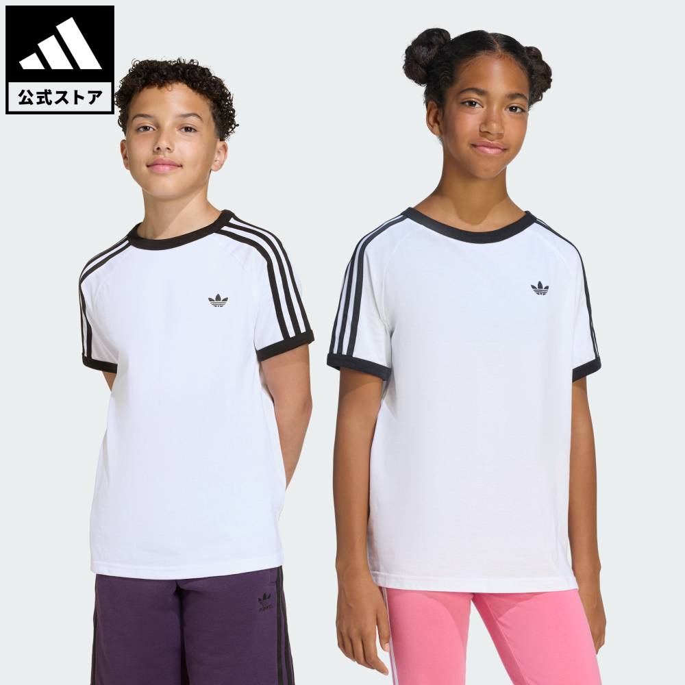 乐天商城 - 【ポイント20倍 5/9 20:00～5/20 23:59】 【公式】アディダス adidas 返品可 ライフスタイル スリーストライプ Tシャツ オリジナルス キッズ／子供用 ウェア・服 Tシャツ 白 ホワイト KE0920 【PT】