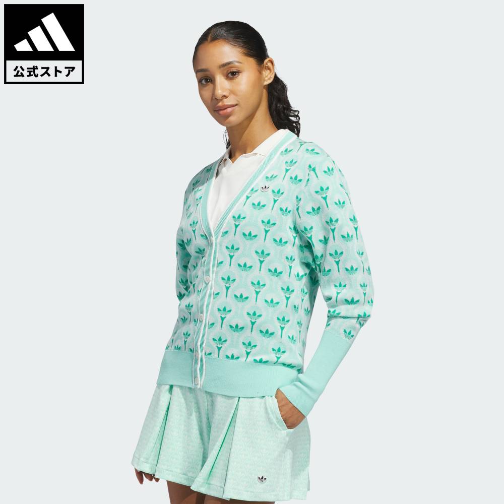 Brand：オリジナルスSports：ゴルフCategory：ウェア・服【14cg】【color:ホワイト】【size:J/XS】 【size:J/S】 【size:J/M】 【size:J/L】 【size:J/XL】 スポーツブランドアディダス公式ショップオリジナルス オールオーバー カーディガンオリジナルス オールオーバー カーディガンは、コースの内外でスタイルと快適さを求める人にぴったりのアイテム。レギュラーフィットでリラックス感があり、重ね着しやすい。Vネックでコンテンポラリーなひねりを加えつつ、ボタンプラケットでクラシックなエレガンスを演出。ティッピングを施したリブ仕上げのディテールがフィット感を高め、一日中快適。アイコニックなトレフォイルロゴをあしらったこのカーディガンは、アディダスのヘリテージを象徴するスポーティーな仕上がりで、コーディネートを完成させ、自信を持って着こなせる。シーンを選ばないすっきりとしたルックスとさりげないスタイルに仕上げた、ボタンプラケット付きのスポーティーなカーディガン。レギュラーフィットボタンプラケット綿60% / ナイロン40%ティッピングを施したリブ仕上げ商品番号：KE7782色：White / Clear Mintモデル：Q3595スポーツ：ゴルフSize胸囲うしろ着丈総袖丈袖口幅J/XSJ/SJ/MJ/LJ/XL78cm82cm86cm90cm93cm55cm56cm56cm57cm57cm74cm75cm75cm75cm76cm16cm16cm16cm16cm16cm※ 上記の数値はそれぞれのサイズにおける製品の寸法を表しています。※ 商品によっては、表示の寸法から若干の誤差（1～2cm）が発生する場合があります。※ 同じサイズでも、製品の素材の特徴やデザインによって着用感が異なる場合があります。Other Color