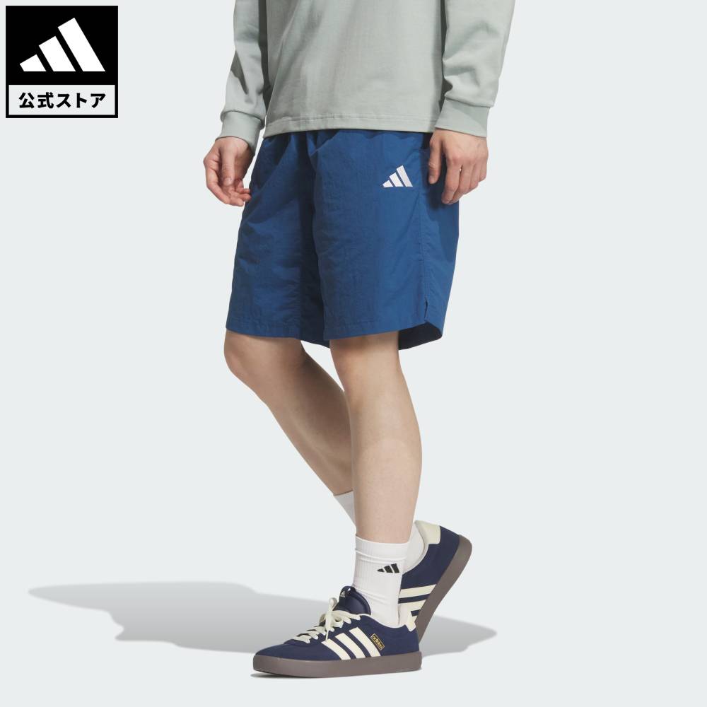 樂天商城 - 【公式】アディダス adidas 返品可 ライフスタイル マストハブ ルーズフィット ウーブン8インチ バギー ショーツ スポーツウェア メンズ ウェア・服 ショートパンツ・短パン 青 ブルー KF3753
