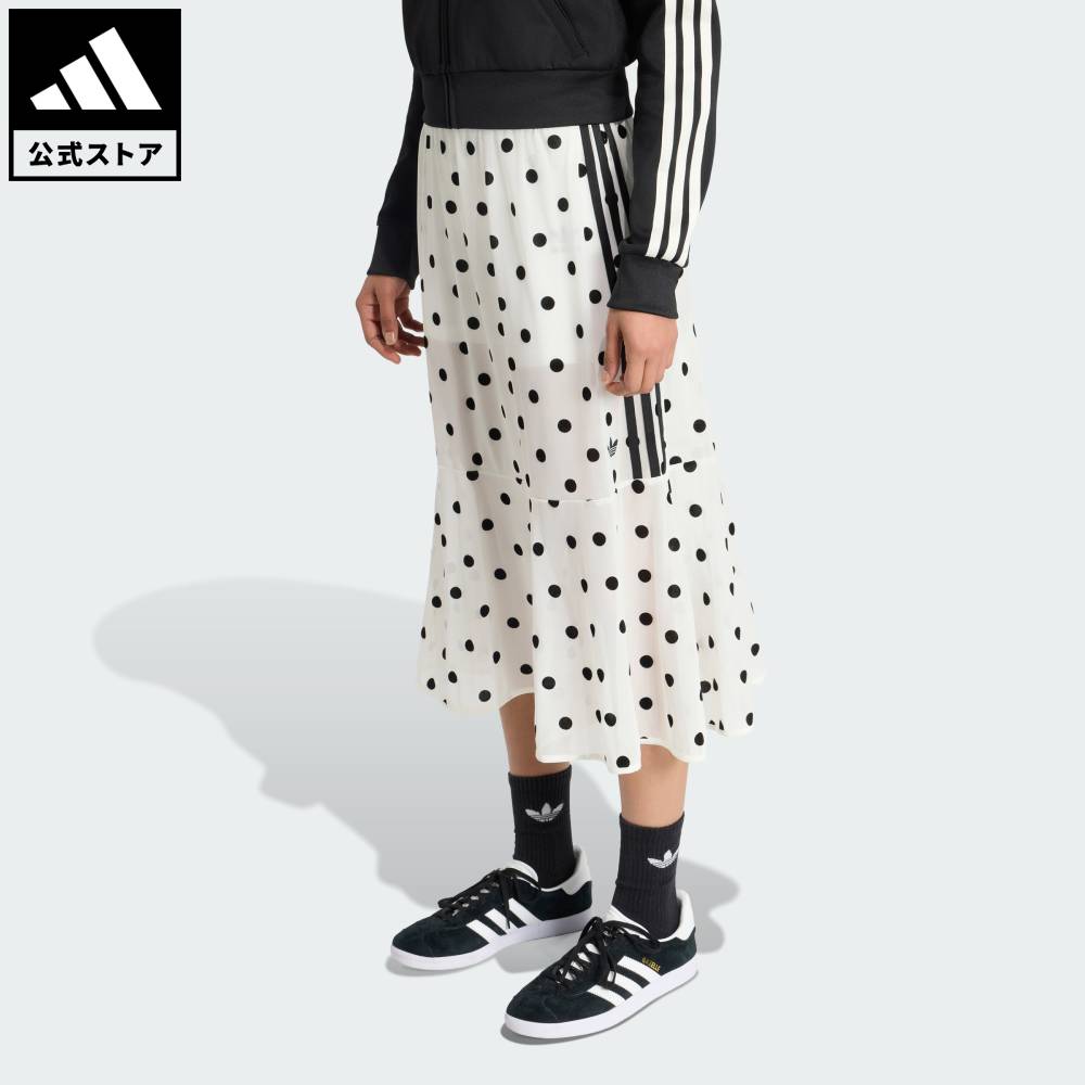 【公式】アディダス adidas 返品可 ライフスタイル シアー 水玉模様スカート オリジナルス レディース ウェア・服 スカート 白 ホワイト KV1176