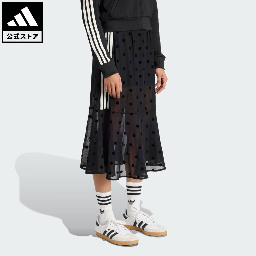 乐天商城 - 【ポイント20倍 5/9 20:00～5/20 23:59】 【公式】アディダス adidas 返品可 ライフスタイル シアー 水玉模様スカート オリジナルス レディース ウェア・服 スカート 黒 ブラック KV1177 【PT】