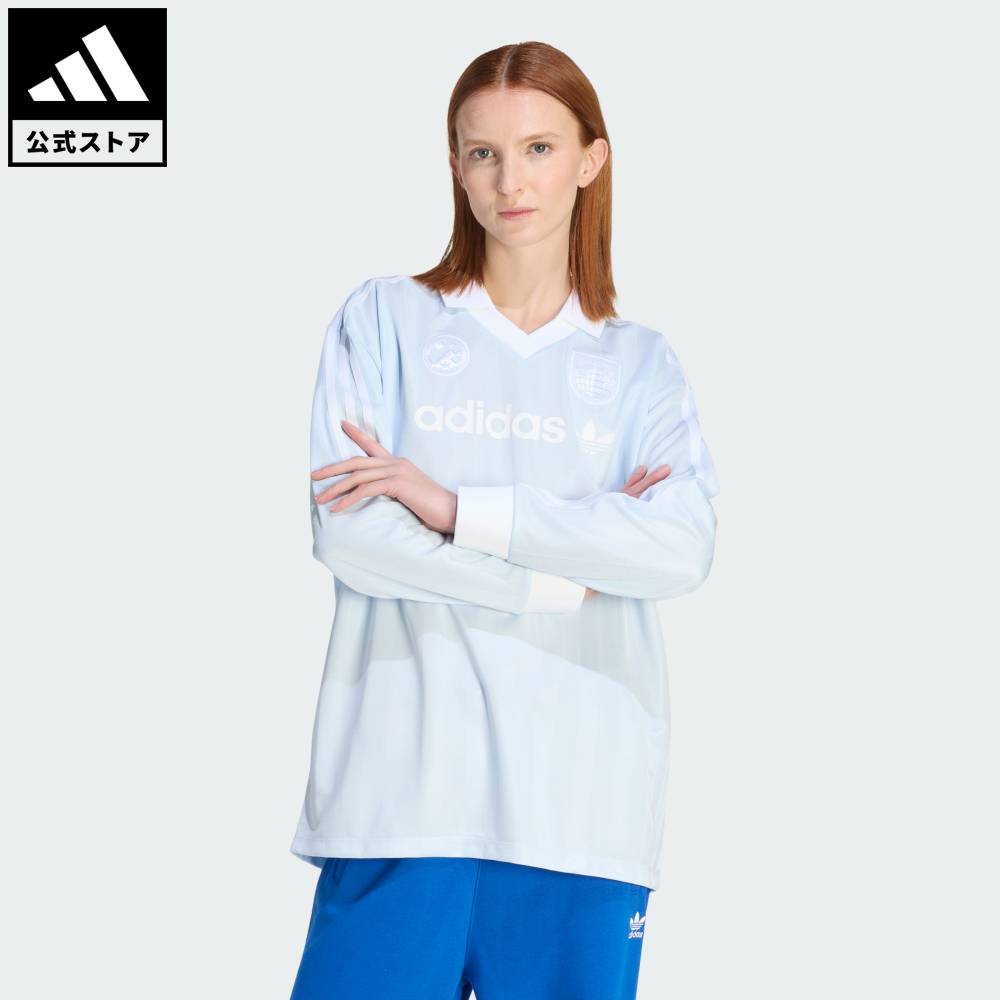 乐天商城 - 【ポイント20倍 5/9 20:00～5/20 23:59】 【公式】アディダス adidas 返品可 ライフスタイル サッカー 長袖 Tシャツ オリジナルス レディース ウェア・服 Tシャツ 青 ブルー KV2035 【PT】