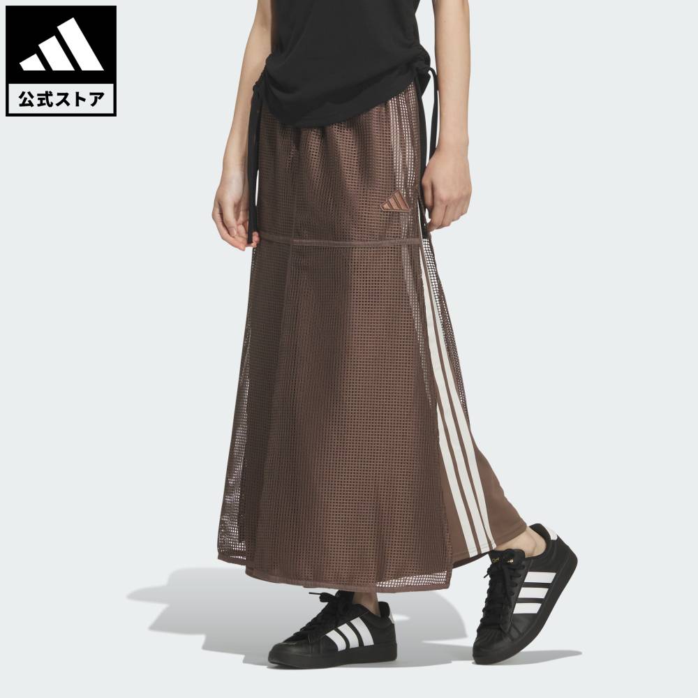 乐天商城 - 【ポイント20倍 5/9 20:00～5/20 23:59】 【公式】アディダス adidas 返品可 ライフスタイル マストハブ メッシュ レイヤードスカート スポーツウェア レディース ウェア・服 スカート ブラウン KV4680 【PT】