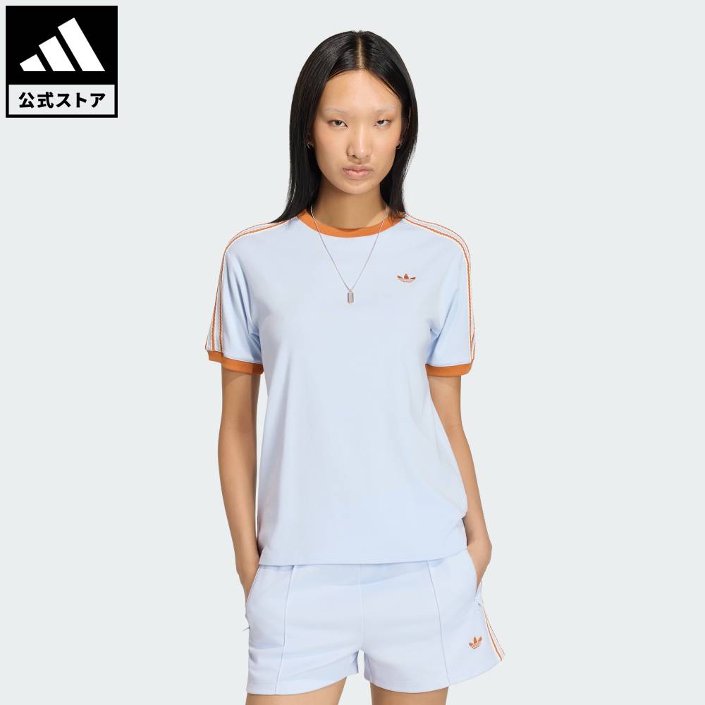 【公式】アディダス adidas 返品可 ライフスタイル アディダス オリジナルス サマーグロー アドバンスド スリーストライプス Tシャツ オリジナルス レディース ウェア・服 ベスト 青 ブルー KY8125
