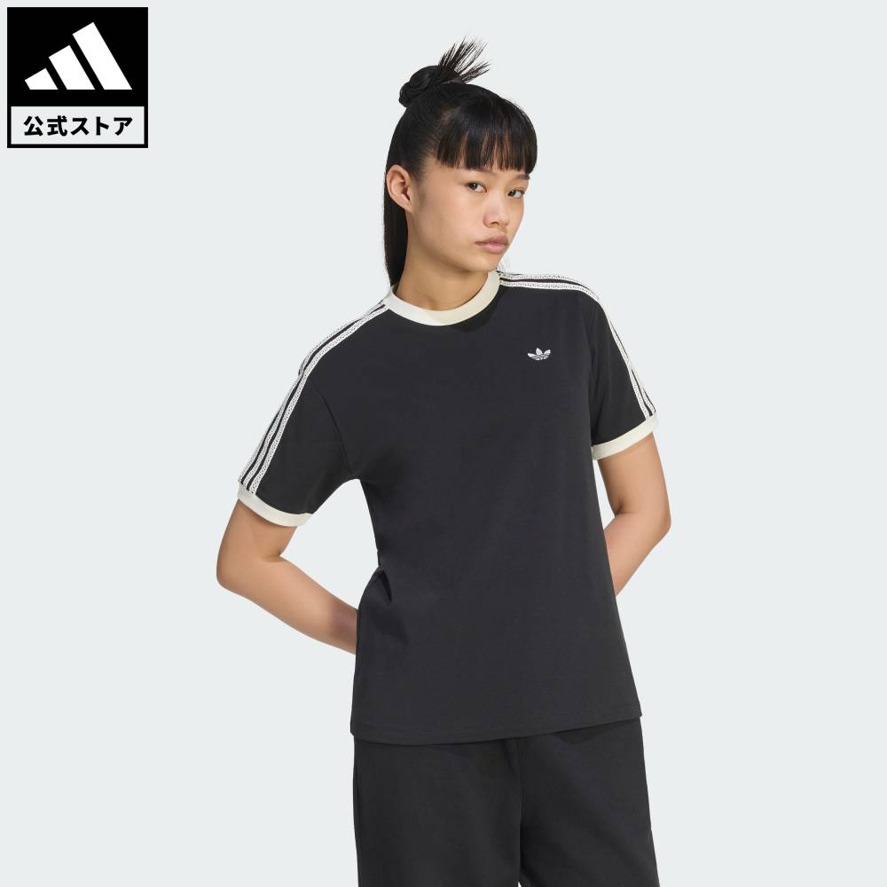 【公式】アディダス adidas 返品可 ライフスタイル アディダス オリジナルス サマーグロー アドバンスド スリーストライプス Tシャツ オリジナルス レディース ウェア・服 シャツ 黒 ブラック KY8127