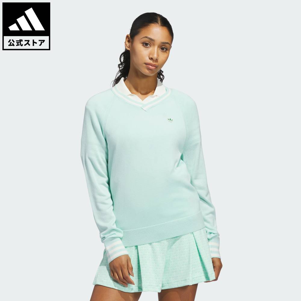 【公式】アディダス adidas 返品可 ゴルフ オリジナルス カシミヤ ブレンド セーター オリジナルス レディース ウェア・服 スウェット（トレーナー） 緑 グリーン KB8606