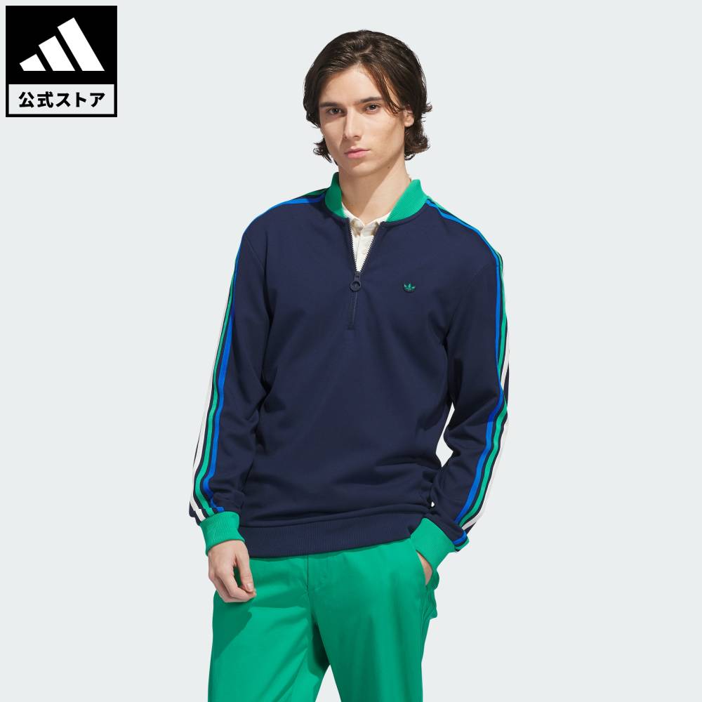 Brand：オリジナルスSports：ゴルフCategory：ウェア・服【14cg】【color:ブルー】【size:J/S】 【size:J/M】 【size:J/L】 【size:J/XL】 【size:J/2XL】 【size:J/3XL】 スポーツブランドアディダス公式ショップスリーストライプス HZ スウエットゴルフコースでもクラブハウスでも、スタイリッシュに心地よく過ごそう。アディダス オリジナルスのゴルフラインから登場した、朝のラウンドで冷えそうなときに着用したいスウェットシャツ。レガシーを受け継ぐそのスタイルは、18ホールを楽しむ間もその後も予定にも合う。クラシックなアディダス スタイルのゴルフスウェットシャツ。レギュラーフィットクォータージップ / リブ仕上げのスタンドカラーレーヨン71% / ナイロン23% / ポリウレタン6%バンド仕様の袖口と裾商品番号：KB8627色：Night Indigo / Court Greenモデル：KSW58スポーツ：ゴルフSize胸囲うしろ着丈袖丈袖口幅J/SJ/MJ/LJ/XLJ/2XLJ/3XL103cm108cm110cm115cm121cm128cm68cm69cm69cm70cm72cm73cm61cm61cm61cm61cm61cm61cm18cm20cm20cm20cm20cm21cm※ 上記の数値はそれぞれのサイズにおける製品の寸法を表しています。※ 商品によっては、表示の寸法から若干の誤差（1～2cm）が発生する場合があります。※ 同じサイズでも、製品の素材の特徴やデザインによって着用感が異なる場合があります。Other Color