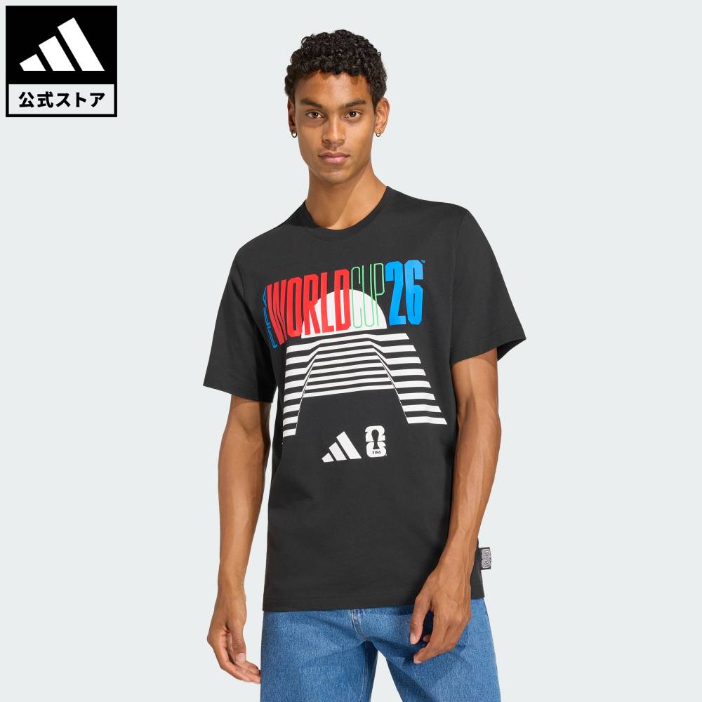 乐天商城 - 【公式】アディダス adidas 返品可 サッカー FIFA ワールドカップ 26 ワールドカップ ツアー Tシャツ パフォーマンス ユニセックス ウェア・服 Tシャツ 黒 ブラック KC1342