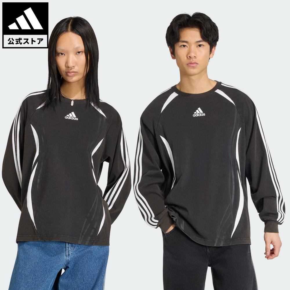 乐天商城 - 【公式】アディダス adidas 返品可 ライフスタイル チームガイスト ビンテージ長袖Tシャツ オリジナルス ユニセックス ウェア・服 Tシャツ 黒 ブラック KT6602