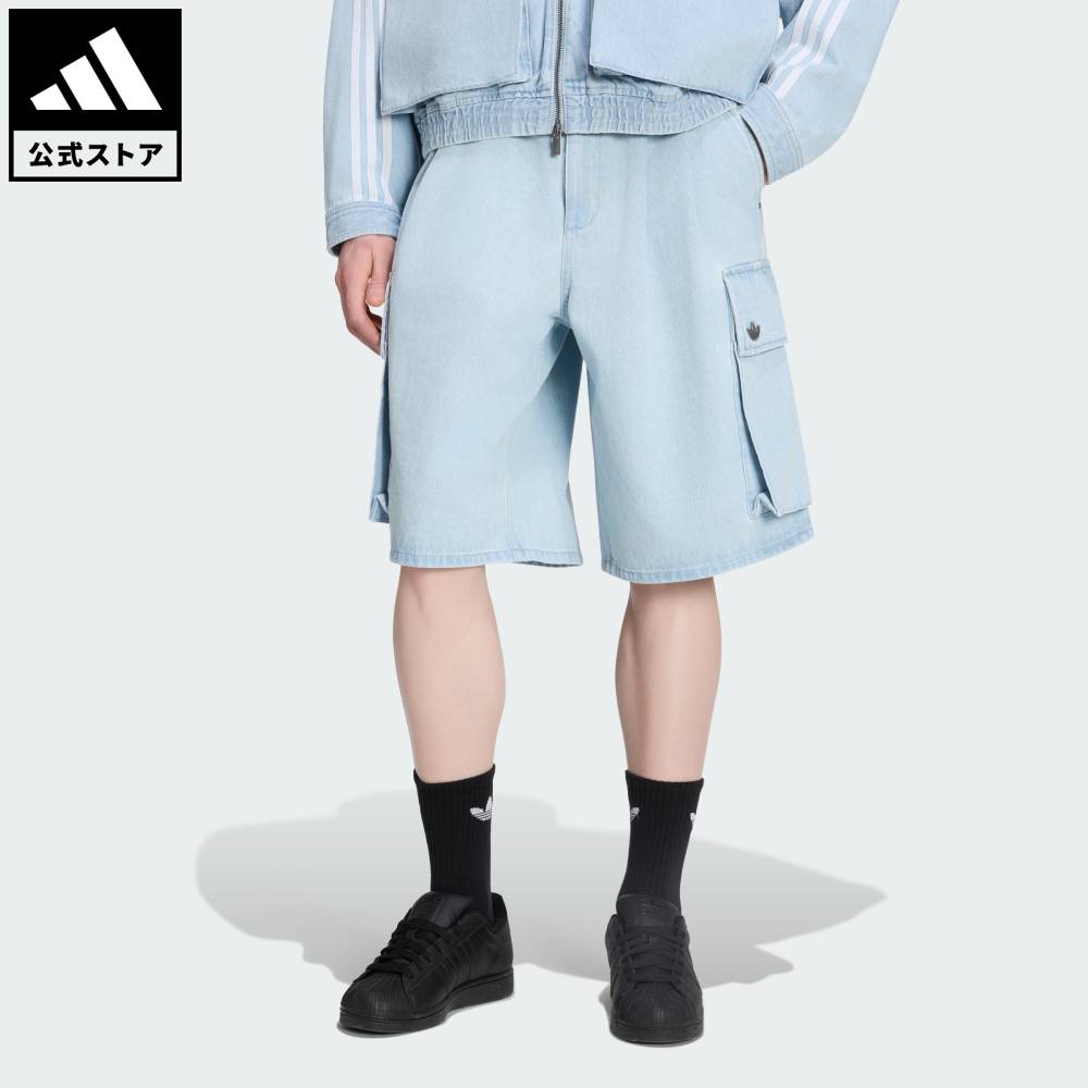 乐天商城 - 【公式】アディダス adidas 返品可 ライフスタイル ADILENIUM シーズン 5 デニム カーゴ ショーツ オリジナルス メンズ ウェア・服 ショートパンツ・短パン 青 ブルー KX4823