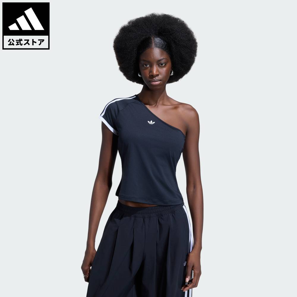 【公式】アディダス adidas 返品可 ライフスタイル ADILENIUM 5.0 オフショルダーTシャツ オリジナルス レディース ウェア・服 シャツ 黒 ブラック KY5180