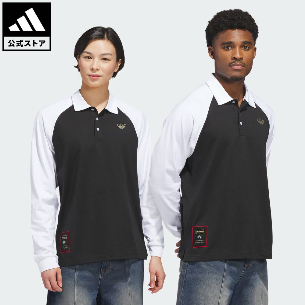 樂天商城 - 【公式】アディダス adidas 返品可 ライフスタイル スケートボーディングxタイショーン ラグビーシャツ オリジナルス ユニセックス ウェア・服 ポロシャツ 黒 ブラック KE7012