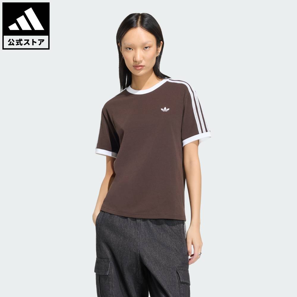 【公式】アディダス adidas 返品可 ソーシャルギフト対象 ライフスタイル スリーストライプス Tシャツ オリジナルス レディース ウェア・服 ベスト ブラウン KX1883