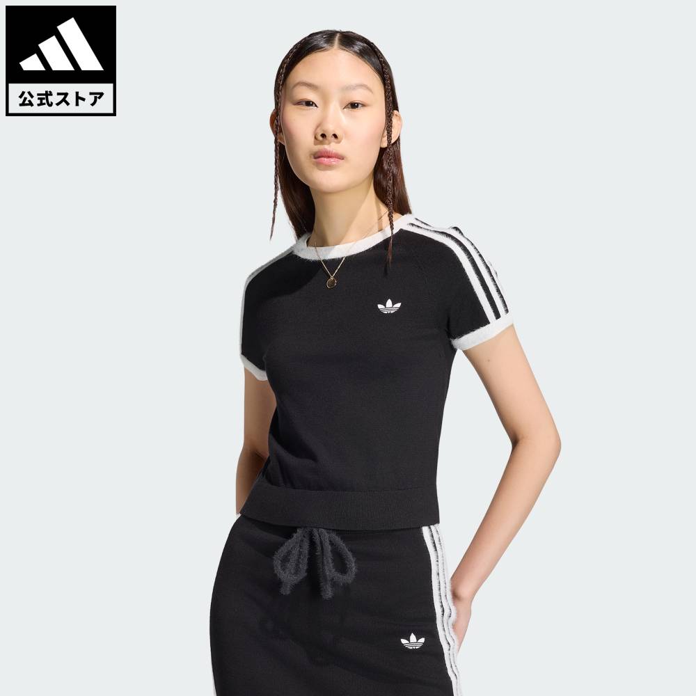 樂天商城 - 【公式】アディダス adidas 返品可 ライフスタイル ニット Tシャツ オリジナルス レディース ウェア・服 Tシャツ 黒 ブラック KS7375