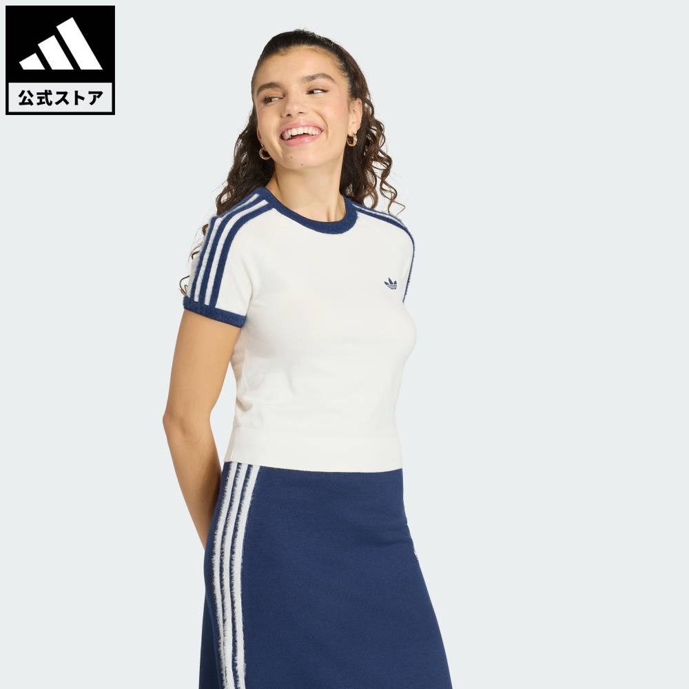 【公式】アディダス adidas 返品可 ソーシャルギフト対象 ライフスタイル ニット Tシャツ オリジナルス レディース ウェア・服 Tシャツ 白 ホワイト KS9952