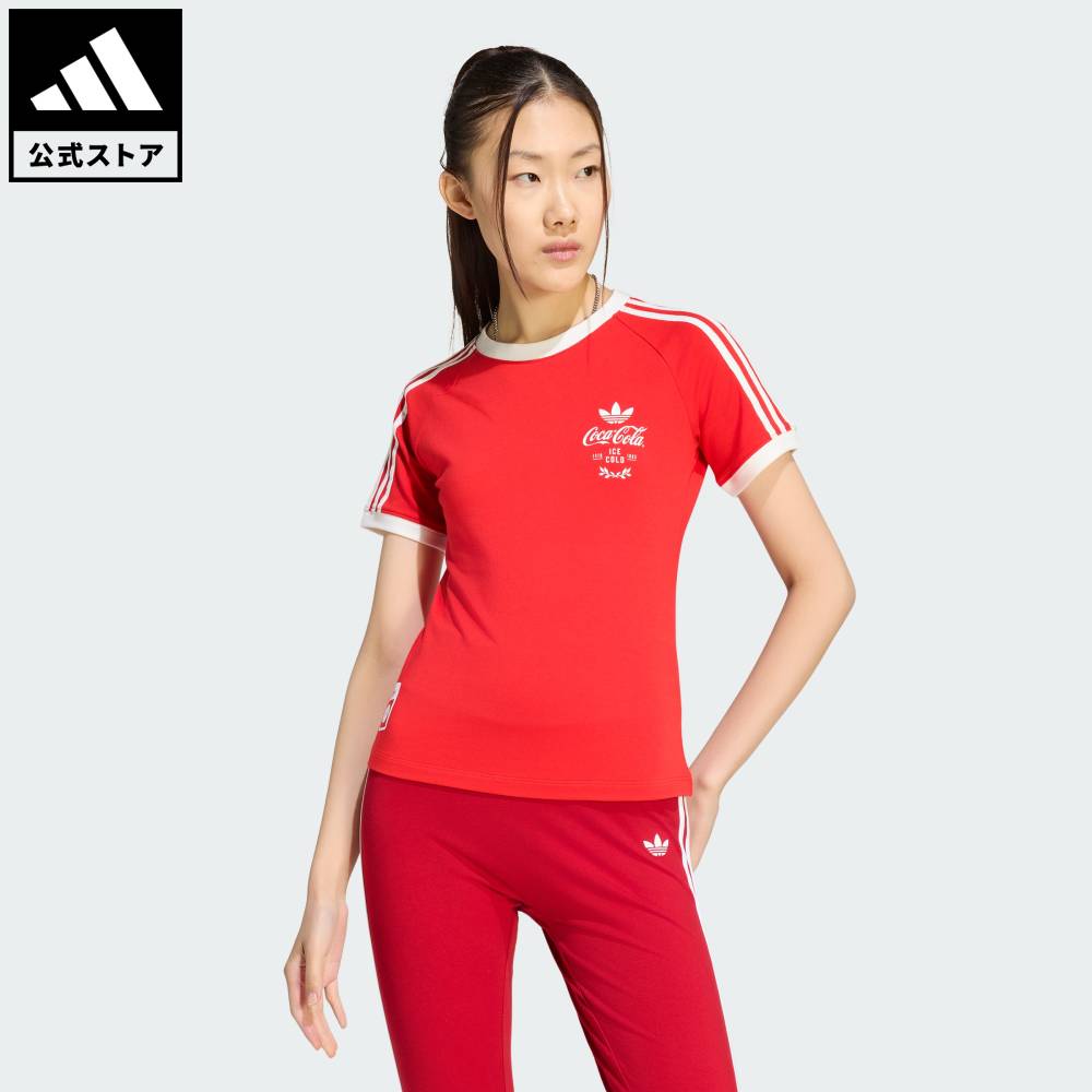 【公式】アディダス adidas 返品可 ソーシャルギフト対象 ライフスタイル 3 STRIPES TEE COCA COLA オリジナルス レディース ウェア・服 Tシャツ 赤 レッド KY7558