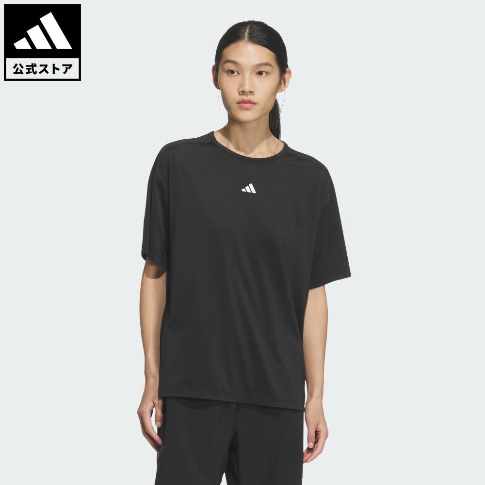【公式】アディダス adidas 返品可 ソーシャルギフト対象 ジム・トレーニング トレーニング エッセンシャルズ プラス ルーズフィット ミッドレギュラー レングス 半袖Tシャツ パフォーマンス レディース ウェア・服 Tシャツ 黒 ブラック KF3503
