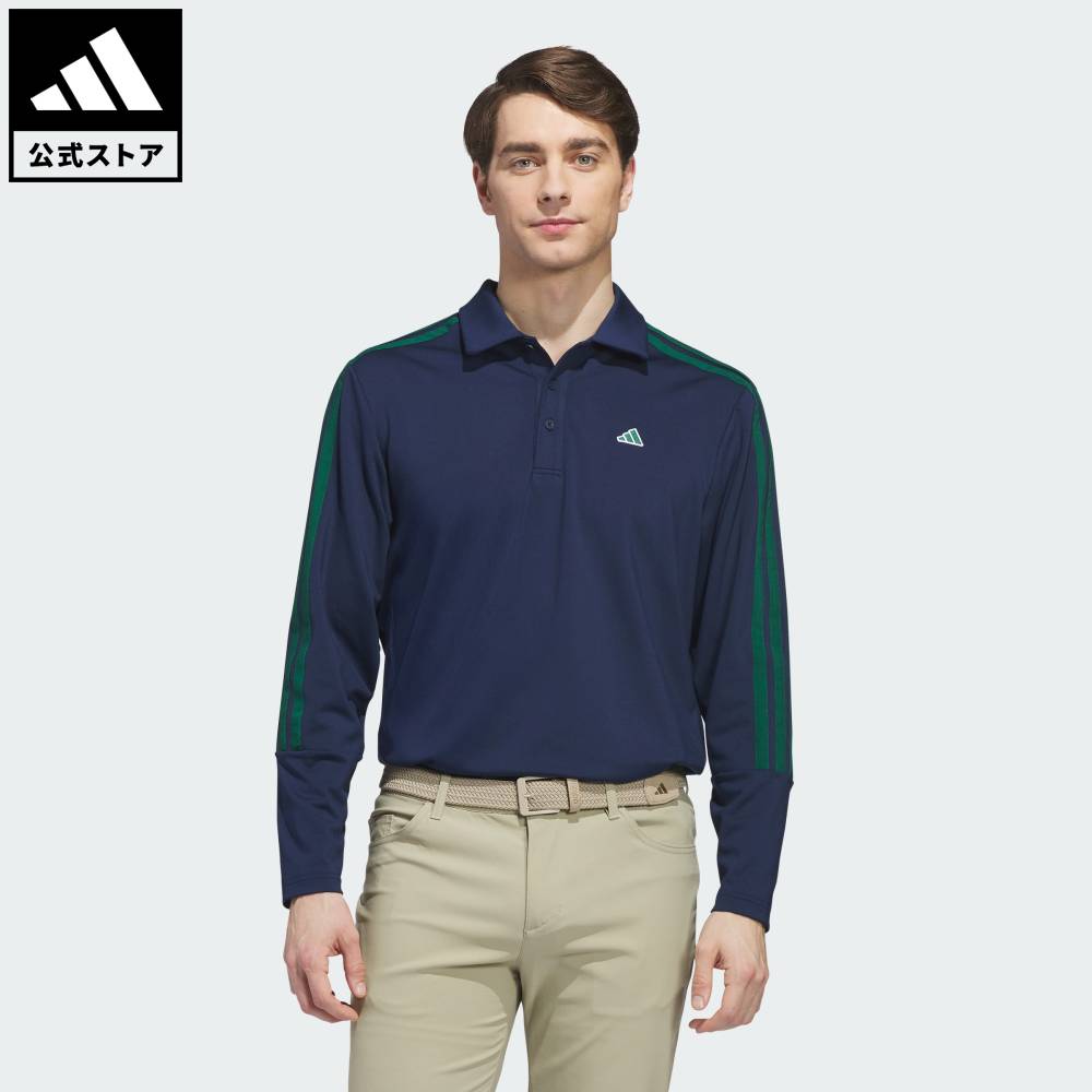 【ポイント10倍 10/24 20:00～10/30 23:59】 【公式】アディダス adidas 返品可 ゴルフ スリーストライプス 長袖ポロシャツ パフォーマンス メンズ ウェア・服 ポロシャツ 青 ブルー KG9984 【PTU】