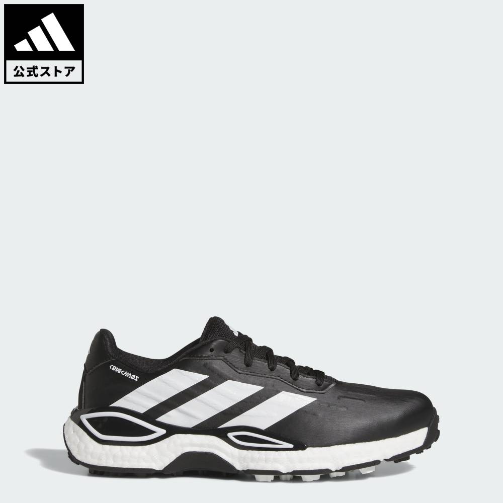 Brand：パフォーマンスSports：ゴルフCategory：シューズ・靴【27cg】【color:ブラック】【size:24.5cm】 【size:25cm】 【size:25.5cm】 【size:26cm】 【size:26.5cm】 【size:27cm】 【size:27.5cm】 【size:28cm】 【size:28.5cm】 【size:29cm】 【size:29.5cm】 スポーツブランドアディダス公式ショップコードカオス 27 / CODECHAOS 27 SPIKELESS GOLFゴルフシューズ界にカオスを巻き起こし続けるコードカオスが、ついに第4世代へ突入。快適性、グリップ力、安定性のすべてを徹底的に高めた、異次元の一足が完成した。アッパーには、部位ごとに最適な伸縮性をもたらす新素材「TWISTSKIN」を採用し、卓越したフィット感と安定性を両立。さらにシリーズ初となる、あえて側面構造を排除してクッション性をダイレクトに解放した「フルレングスBOOST」が、かつてない柔らかな足裏感触と地面との一体感を生み出す。ホールド感を高めたBOAモデルに対し、このシューレース（紐）モデルは、よりしなやかで優しい足馴染みを追求したコンフォートモデルだ。シューレースモデル専用に設計された軽量・柔軟な左右非対称システム「AXISLOCK」が、歩行時のスムーズな動きとスイングの横ブレ抑制を両立。さらに、前足部のTPUとADIWEARラバーを組み合わせた進化した「TWISTGRIP」のハイブリッド構造が、足裏のクッション性を高めながら地面に粘りつく力強いグリップを発揮する。優しい履き心地とツアー仕様の機能性を高次元で融合させた、コードカオス。ゴルフシューズの常識を破壊し続ける、新たなモンスター「コードカオス27」レギュラーフィットシューレースゴルフパフォーマンスラスト防水TWISTSKINアッパー(PU)快適性重視のAXISLOCKスタビライザーフルレングスBOOST商品番号：KI5737色：Core Black / Cloud White / Core Blackモデル：ONN43スポーツ：ゴルフテクノロジー：ブーストOther Color