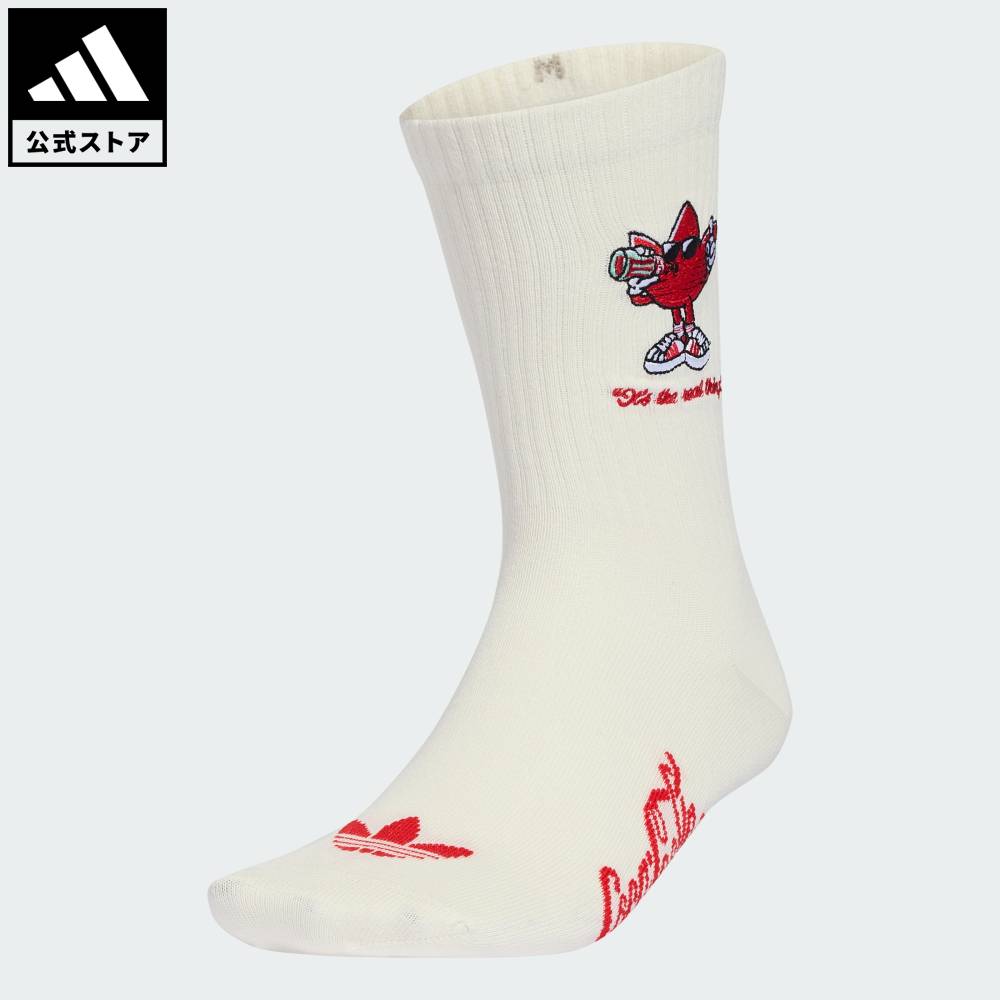【公式】アディダス adidas 返品可 ライフスタイル GRAPHIC CREW SOCK 2 PAIR PER PACK COCA COLA オリジナルス ユニセックス アクセサリー ソックス・靴下 白 ホワイト KY7158