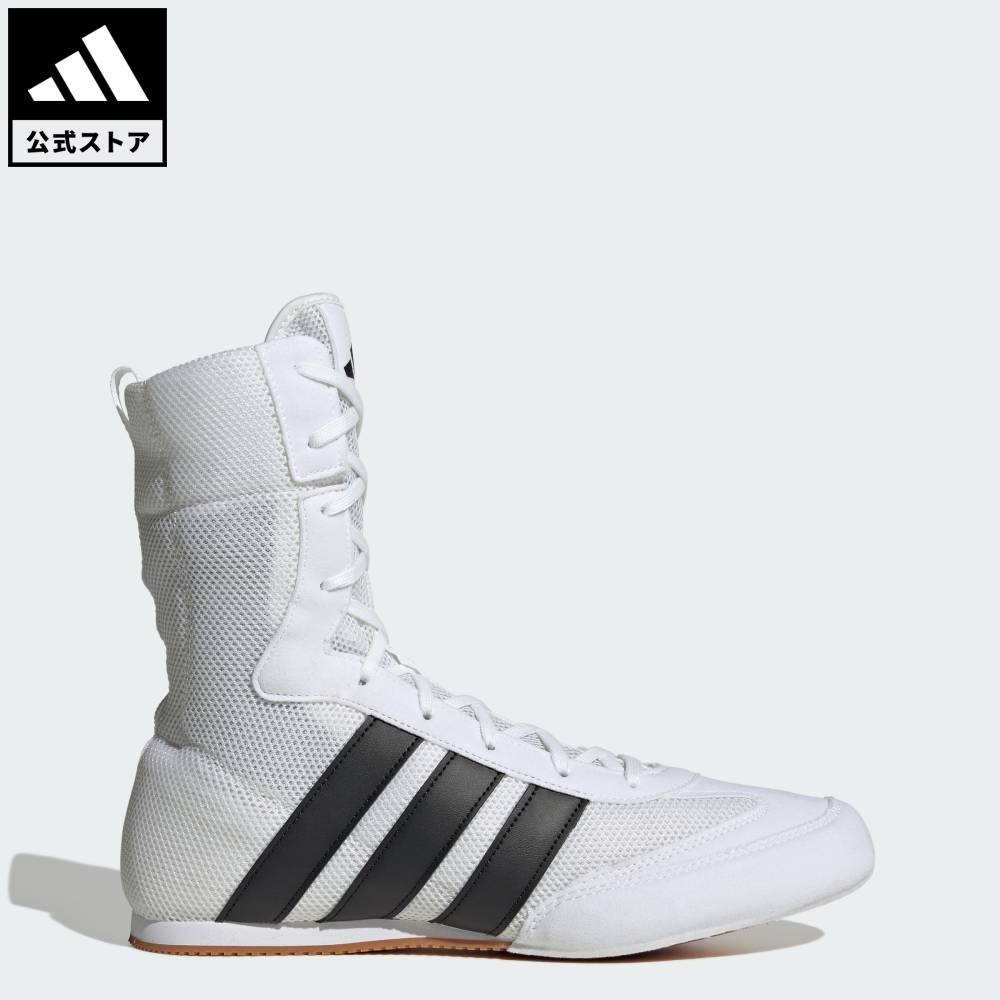 Brand：パフォーマンスSports：ボクシングCategory：シューズ・靴【28cg】【color:ホワイト】【size:24.5cm】 【size:25cm】 【size:25.5cm】 【size:26cm】 【size:26.5cm】 【size:27cm】 【size:27.5cm】 【size:28cm】 【size:28.5cm】 【size:29cm】 スポーツブランドアディダス公式ショップBox Hog クラシック / BOX HOG CLASSIC時代を超えたデザインと機能性で知られるボクシング界の定番シューズ、Box Hog クラシックを履いてリングに上がろう。敏捷性とスピードを追求した作りになっていて、トレーニングでも試合でも軽快に動ける。斬新でモダンなブランドロゴと新素材が特徴で、耐久性が高くて長持ち。通気性を高めるメッシュアッパーと合成スエードのオーバーレイを採用しており、高いサポート力とドライで快適な履き心地を提供する。折り返せる履き口はカジュアルな見た目で、ジムでのトレーニングを終えて街なかを歩く際に欠かせない。ダイカットの合成繊維（EVA）ミッドソールウェッジが歩く際のクッションとなり、多方向へのグリップ力を発揮するラバーアウトソールがフットワークと敏捷性をサポートする。未来に向けて再構築されたこの実証済みモデルを履いて、アディダスの違いを体感しよう。リング上での信頼できるパートナーとして活躍する、伝統と革新が織りなすクラシックなフットウェア。クッション性を高めるダイカットEVAミッドソールウェッジ搭載のシューズ。レギュラーフィットシューレーステキスタイルと合成素材のアッパーテキスタイルソックライナー多方向へグリップ力を発揮する合成素材とラバーのアウトソール折り返せる履き口商品番号：JS4436色：Cloud White / Core Black / Cloud Whiteモデル：OMW17スポーツ：ボクシングOther Color