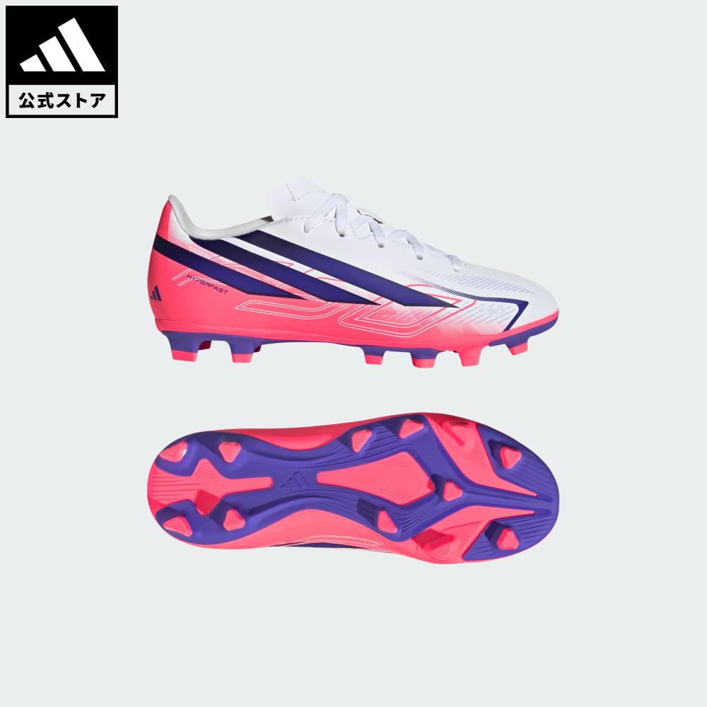 アディダス adidas 返品可 サッカー キッズ F50 ハイパーファスト CLUB FG/MG サッカースパイク / 天然芝・土・人工芝用 / F50 Hyperfast Club Firm Ground / Multi Ground Football Boots Kids パフォーマンス キッズ／子供用 シューズ・靴 スパイク 白 ホワイト …