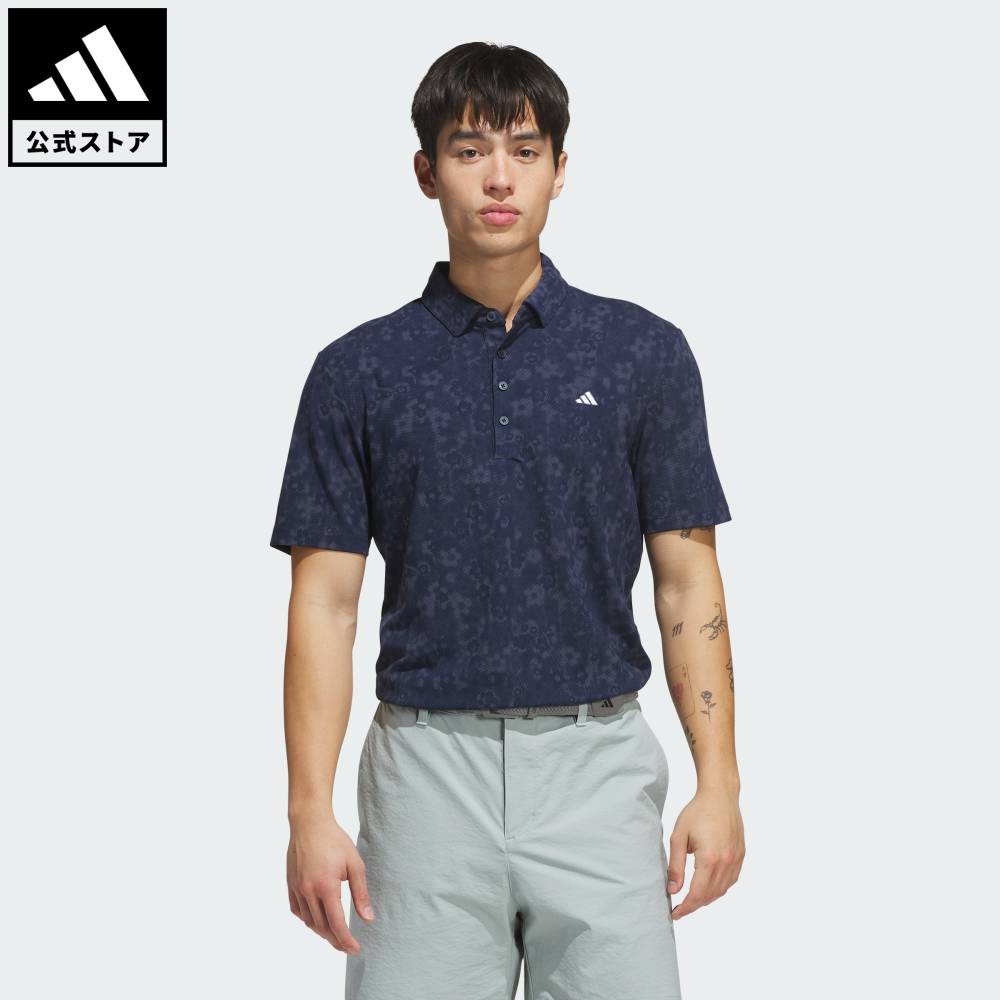 【公式】アディダス adidas 返品可 ソーシャルギフト対象 ゴルフ アルティメット365+ クライマクール バタースパン マイティ ブロッサム プリント 半袖ポロシャツ パフォーマンス メンズ ウェア・服 ポロシャツ 青 ブルー KU1175