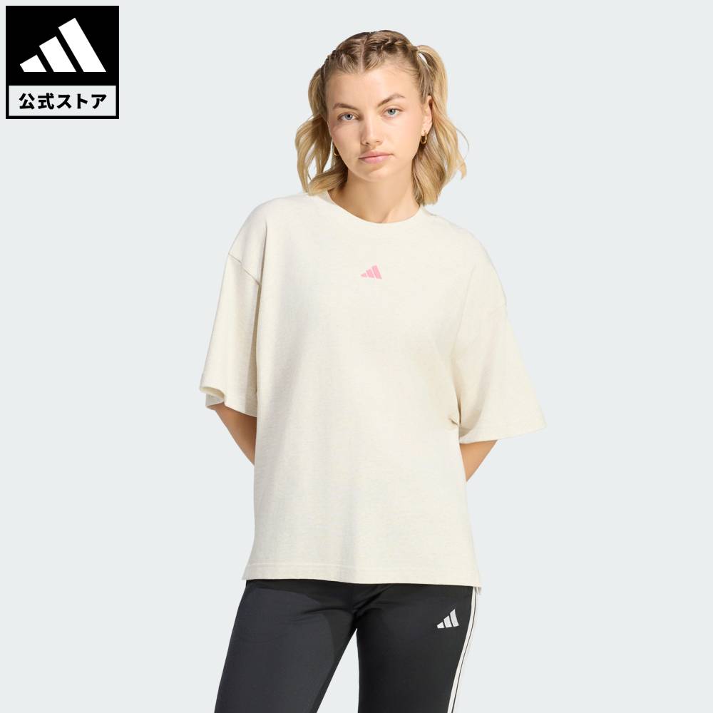 【公式】アディダス adidas 返品可 ライフスタイル スリーストライプス スタジオ ボーイフレンド Tシャツ スポーツウェア レディース ウェア・服 Tシャツ 白 ホワイト KX3166