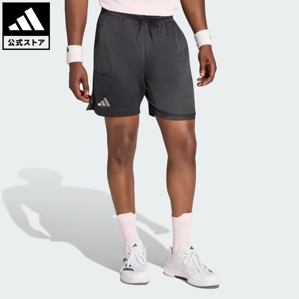 Brand：パフォーマンスSports：テニスCategory：ウェア・服【31cg】【color:ブラック】【size:J/S】 【size:J/M】 【size:J/L】 【size:J/XL】 【size:J/2XL】 スポーツブランドアディダス公式ショップテニス クライマクール ERGO ショーツ プロ90年代ニューヨークのナイトライフのエネルギーにインスパイアされたアディダスのテニス クライマクール Ergo ショーツ プロは、コートに映える自信に満ちたキレのあるスタイル。大胆で表現力のあるスタイルで、メッセージ性のあるデザインと動きやすさを両立させている。素材にサテンウーブン生地を使用し、軽くて滑らかな着心地でエレガントに仕上げている。クライマクールテクノロジーが汗蒸れを抑えて、快適なで涼しい状態をキープ。さらに、内腿に備えたメッシュガセットが優れた通気性を発揮。動きを妨げない人間工学に基づく設計で、外側にドローコードが付いた圧着加工の伸縮性のウエストバンドを備えて、フィット感を高めている。テニスボールをしっかりと保持してくれる革新的なポケットの構造もポイント。胸にバッジ オブ スポーツロゴを備えてデザインをまとめている。アディダステニスが提案する、存在感のある一着。強烈なビジュアルと優れた機能性を備えた新時代のコートスタイル。爽やかな着心地が続く、クライマクール搭載のショーツ。レギュラーフィット伸縮性ウエストバンドボディ：ポリエステル93% / ポリウレタン7%、ポケット：ポリエステル100％サテン生地ミッドライズクライマクールテクノロジー商品番号：KR2408色：Blackモデル：ZF095スポーツ：テニステクノロジー：クライマクールSizeウエスト股下股上ヒップ裾回りJ/SJ/MJ/LJ/XLJ/2XL64cm69cm71cm76cm83cm18cm18cm18cm18cm18cm28cm28cm29cm29cm30cm99cm104cm106cm111cm117cm55cm58cm59cm62cm65cm※ 上記の数値はそれぞれのサイズにおける製品の寸法を表しています。※ 商品によっては、表示の寸法から若干の誤差（1～2cm）が発生する場合があります。※ 同じサイズでも、製品の素材の特徴やデザインによって着用感が異なる場合があります。Other Color