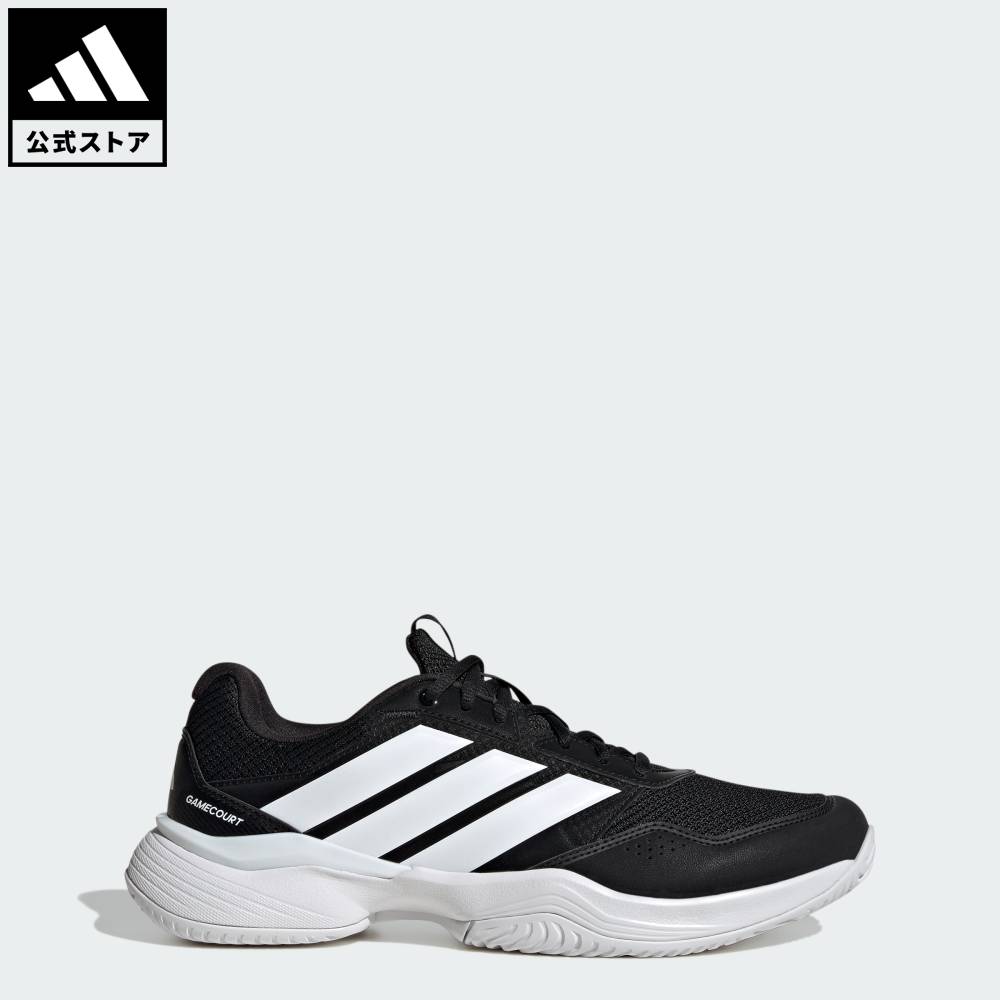 Brand：パフォーマンスSports：テニスCategory：シューズ・靴【28cg】【color:ブラック】【size:24.5cm】 【size:25cm】 【size:25.5cm】 【size:26cm】 【size:26.5cm】 【size:27cm】 【size:27.5cm】 【size:28cm】 【size:28.5cm】 【size:29cm】 スポーツブランドアディダス公式ショップゲームコート 3 オールコート テニス / GameCourt 3 All Court Tennisゲームコート 3 オールコート テニスで自信を持ってコートに足を踏み入れよう。テニスを始めたい人や、レベルアップしたい人の耐えに作られたこのシューズは、バランスの良い安定性とクリーンで汎用性の高いルックスをもたらす。マイナーチェンジした前モデルを元に構成され、ワンランク上のロックダウンを実現し、ラリー中のプレイヤーをサポートする。足元の耐久性の優れたアディウェア アウトソールが信頼できるグリップ力を発揮し、動きに自由度と自信をもたらす。軽量の熱可塑性ポリウレタン製のヒールクリップが素早い横方向への動作時の後ろ足を安定させ、トゥスプリングがダイナミックなスタンスとスムーズな移動をサポートする。優れた反発性を保持しながらも、軽量クッショニングの感触と概念を覆すLightmotionミッドソールを搭載。透湿性に優れたメッシュゾーンが爽やかな履き心地を保つのに役立ち、合成オーバーレイが摩耗しやすい箇所の強度を高めている。洗練されたシルエットとさりげないアディダスのブランドロゴがコート内外でもシャープなルックスをキープしてくれる。アディダスを履くことが次の試合への第一歩。一歩一歩を踏みしめよう。軽量でダイナミックな動きを実現するLIGHTMOTIONフォームを搭載したシューズ。レギュラーフィットシューレースクロージャーテキスタイルと合成素材のアッパーテキスタイルソックライナーLIGHTMOTIONミッドソールアディウェア ラバー アウトソール商品番号：KK0715色：Core Black / Cloud White / Cloud Whiteモデル：OQW14スポーツ：テニステクノロジー：LIGHTMOTIONOther Color
