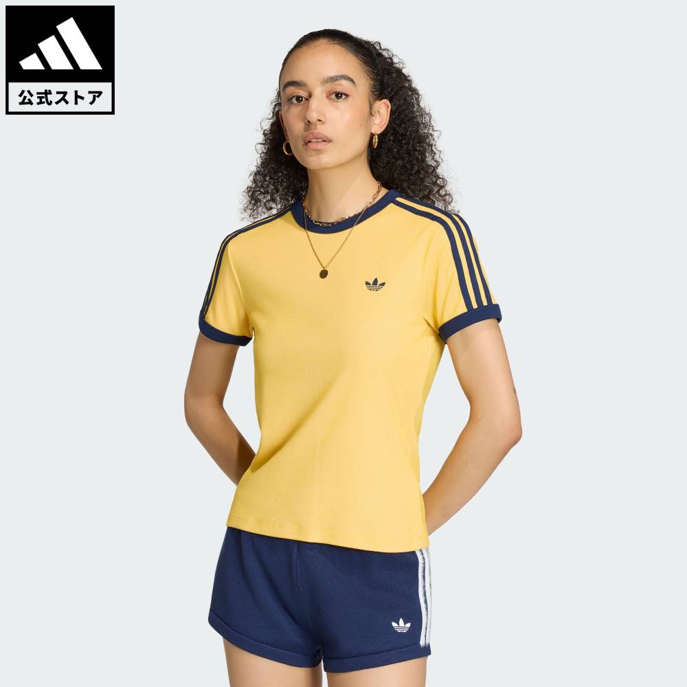 【公式】アディダス adidas 返品可 ライフスタイル ヘザー 3S カリ Tシャツ オリジナルス レディース ウェア・服 Tシャツ イエロー KS9990