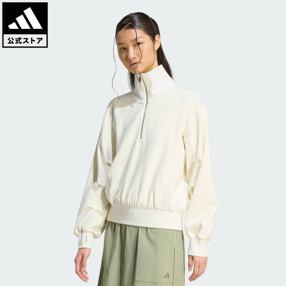 Brand：スポーツウェアSports：ライフスタイルCategory：ウェア・服【32cg】【color:ホワイト】【size:J/S】 【size:J/M】 【size:J/L】 【size:J/XL】 【size:J/2XL】 スポーツブランドアディダス公式ショップラックスフロー ピーチ スペーサー ルーズフィット ハーフジップ プルオーバーラックスフロー ピーチ スペーサー ルーズフィット ハーフジップ プルオーバーは、デイリーな快適さと汎用性のあるスタイルを兼ね備えた一着。リラックスしたシルエットとソフトな肌触り。カジュアルなシーンからアクティブな日の重ね着まで対応する、アディダスのスウェットシャツ。ゆったりとしたフィット感で動きの自由度を高め、柔らかな生地が肌寒い朝やくつろぎの夜に心地よい暖かさをもたらす。アディダスのクライマウォームテクノロジーが熱を保ちながら湿気をコントロールし、外出時にも友達とのリラックスタイムにも、暖かくドライな着心地をキープ。スポーツウェアコレクションの一着として、ラインの持つ活気ある前向きなムードをまとい、日常のアパレルに通じるコミュニティ志向を反映。どんな一日にも寄り添い、リズムをサポート。クライマウォーム搭載で、暖かく快適な着心地をもたらす長袖スウェットシャツ。ルーズフィットハーフジップアクリル 45% / レーヨン 24% / ポリエステル 22% / ポリウレタン 9%クライマウォームテクノロジー商品番号：KV0585色：Off Whiteモデル：CH582スポーツ：ライフスタイルテクノロジー：コールドレディ クライマヒート クライマウォームSize胸囲うしろ着丈袖丈袖口幅J/SJ/MJ/LJ/XLJ/2XL112cm116cm120cm123cm129cm58cm58cm59cm59cm60cm61cm61cm61cm61cm61cm20cm20cm20cm20cm21cm※ 上記の数値はそれぞれのサイズにおける製品の寸法を表しています。※ 商品によっては、表示の寸法から若干の誤差（1～2cm）が発生する場合があります。※ 同じサイズでも、製品の素材の特徴やデザインによって着用感が異なる場合があります。Other Color