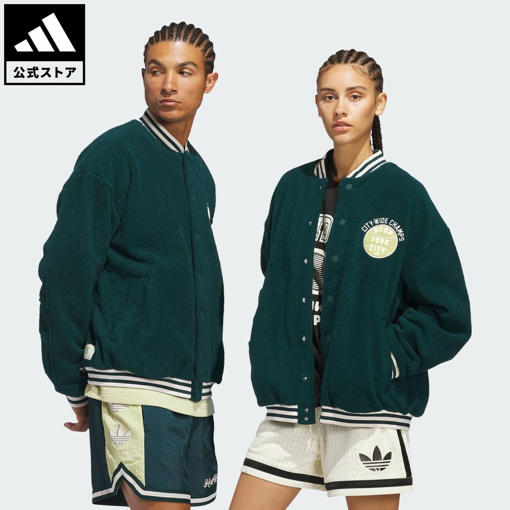 Brand：オリジナルスSports：バスケットボールCategory：ウェア・服【30cg】【color:グリーン】【size:J/S】 【size:J/M】 【size:J/L】 【size:J/XL】 スポーツブランドアディダス公式ショップ2025年09月時点の発売時販売価格よりも値下げしていますHoop York City コーチ ジャケット天候が急変しても、adidasのHoop York City コーチ ジャケットを着ていれば快適に過ごせる。サイドラインの外で待機するときに着るジャケットとしてデザインされたこのバスケットボールジャケットは、滑らかなウーブンファブリックとソフトなフリース裏起毛の裏地で作られています。背中の目を引くグラフィックで、Hoop York Cityらしさをアピール。さまざまな体型や性別にフィットする、ユニセックス対応のUNITEFITシステムを採用してデザインされている。Hoop York Cityと共同制作したクラシックなコーチジャケット。ルーズフィットスナップボタンクロージャーリサイクルポリエステル97% / ポリウレタン3%商品番号：JY4734色：Aurora Ivyモデル：JUR37スポーツ：バスケットボールSize胸囲うしろ着丈袖丈袖口幅J/SJ/MJ/LJ/XL119cm125cm128cm134cm64cm66cm67cm68cm57cm59cm59cm59cm22cm22cm22cm22cm※ 上記の数値はそれぞれのサイズにおける製品の寸法を表しています。※ 商品によっては、表示の寸法から若干の誤差（1～2cm）が発生する場合があります。※ 同じサイズでも、製品の素材の特徴やデザインによって着用感が異なる場合があります。20%OFFクーポン対象商品期間中、対象商品で使用可能な20%OFFクーポン※クーポンは獲得後にご利用頂けます。クーポン有効期間：10/24 20:00～10/30 23:59