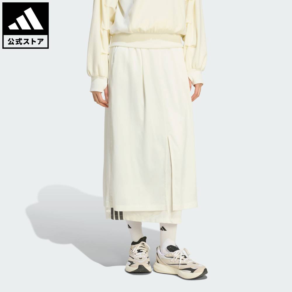 【公式】アディダス adidas 返品可 ソーシャルギフト対象 ライフスタイル ラックスフロー サテン レイヤード ルーズフィット スカート スポーツウェア レディース ウェア・服 スカート 白 ホワイト KV0576