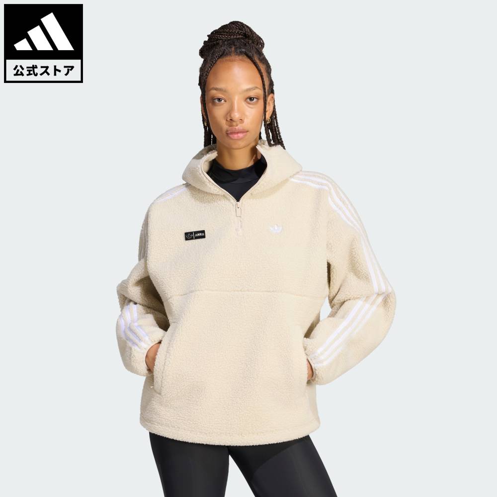 【公式】アディダス adidas 返品可 ソーシャルギフト対象 ライフスタイル ADIDAS ORIGINALS BY JENNIE フリース パーカー ジャケット オリジナルス レディース ウェア・服 パーカー（フーディー） ベージュ LD4967