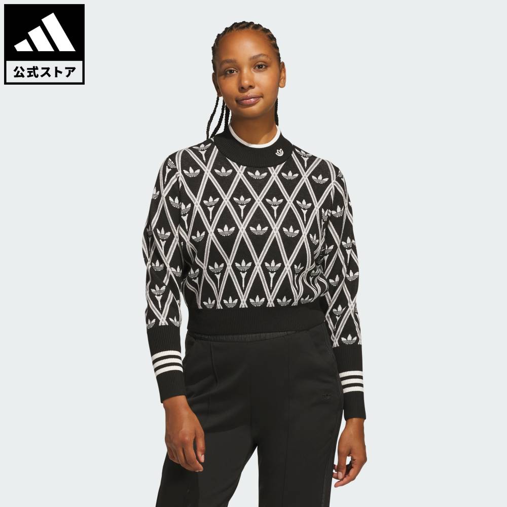 【公式】アディダス adidas 返品可 ソーシャルギフト対象 ゴルフ オリジナルス トレフォイル タートルネック セーター オリジナルス レディース ウェア・服 スウェット（トレーナー） 黒 ブラック KR5425