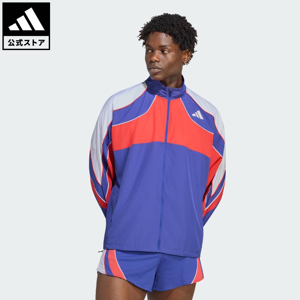 Brand：パフォーマンスSports：ランニングCategory：ウェア・服【32cg】【color:ブルー】【size:J/S】 【size:J/M】 【size:J/L】 【size:J/XL】 【size:J/2XL】 スポーツブランドアディダス公式ショップアディゼロ アーカイブ ランニングジャケット伝統と革新が融合するアディゼロ アーカイブ ランニングジャケットを着て、ランニングの未来を先取りしよう。アディダスのアイコニックな歴史からインスパイアされたこのジャケットは、アーカイブスタイルとモダンなパフォーマンスを融合させ、現代のアスリートにふさわしいクラシックなデザインを再解釈する。軽量のプレーンウィーブ生地が機敏な動きをサポートし、背丈を少し短くすることで動きの自由度を高める。ジップ付きのサイドポケットには必需品を確実に収納でき、リフレクター仕様のパフォーマンスロゴが装いに大胆なアクセントを加える。襟にはジップガードが施されており、好みに合わせて調節できる。襟を下ろしてクラシックな見た目にも、襟を立てて首元をしっかりとカバーすることも可能。脇下のパーフォレーション加工のパネルが通気性を高め、動作中の快適さをサポート。きつすぎず緩すぎないレギュラーフィットのこのジャケットは、スタイル、快適さ、順応性を求めるランナー向けに作られている。アディダスは、ロードに出るたびに走りを後押しする一着を提供する。快適さを提供する調節可能な襟付きのランニングジャケット。レギュラーフィットジップ開閉、調節可能な襟ポリエステル100%プレーンウィーブ構造少し短めの丈耐久性のある撥水仕上げ商品番号：KT4856色：Dual Indigo / Semi Lucid Red / Whiteモデル：WY371スポーツ：ランニングSize胸囲うしろ着丈ラグラン袖丈袖口幅J/SJ/MJ/LJ/XLJ/2XL132cm137cm140cm144cm150cm70cm71cm71cm72cm74cm82cm82cm82cm83cm83cm28cm29cm29cm30cm31cm※ 上記の数値はそれぞれのサイズにおける製品の寸法を表しています。※ 商品によっては、表示の寸法から若干の誤差（1～2cm）が発生する場合があります。※ 同じサイズでも、製品の素材の特徴やデザインによって着用感が異なる場合があります。