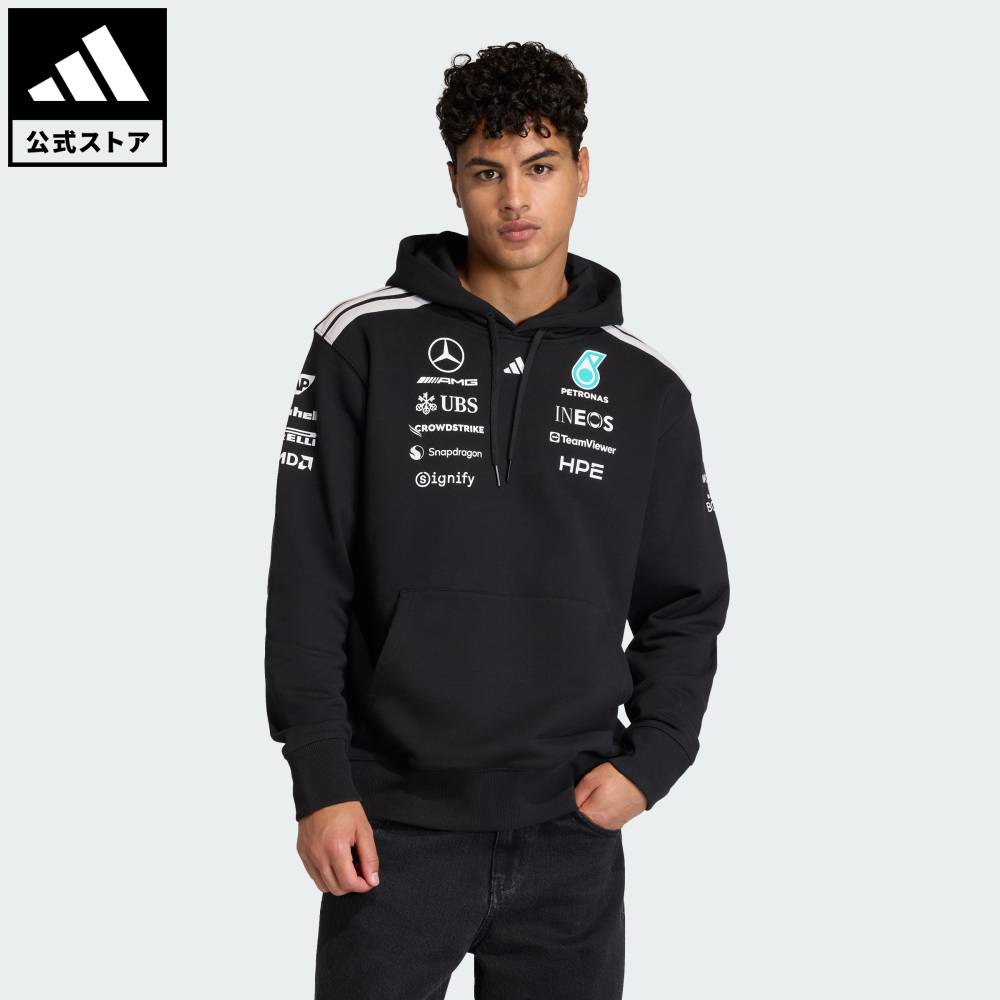 【公式】アディダス adidas 返品可 モータースポーツ MERCEDES AMG PETRONAS FORMULA 1 TEAM ドライバー フード スウェットシャツ パフォーマンス メンズ ウェア・服 パーカー（フーディー） 黒 ブラック KF0166