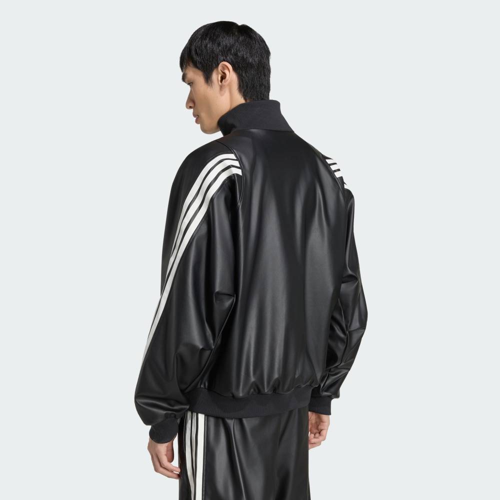【公式】アディダス adidas 返品可 ソーシャルギフト対象 ライフスタイル スタジアム ルーズフィット フェイクレザー トラックジャケット スポーツウェア メンズ ウェア・服 ジャージ 黒 ブラック KV5926 (3)