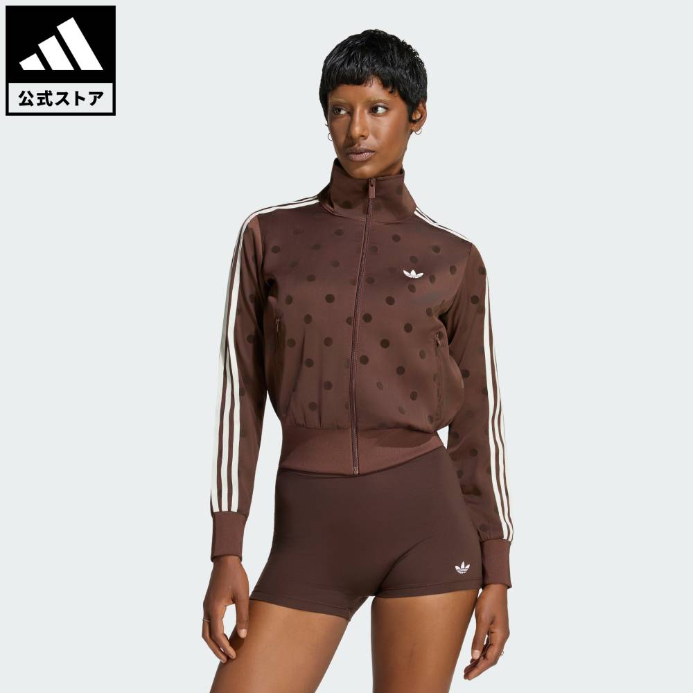 【公式】アディダス adidas 返品可 ソーシャルギフト対象 ライフスタイル サテン ポルカドット TTトラックトップ オリジナルス レディース ウェア・服 ジャージ ブラウン LI2855
