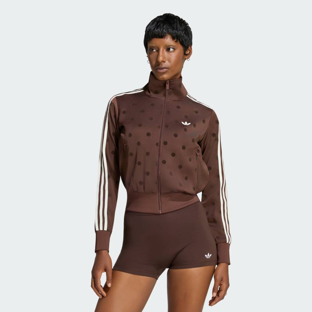 【公式】アディダス adidas 返品可 ソーシャルギフト対象 ライフスタイル サテン ポルカドット TTトラックトップ オリジナルス レディース ウェア・服 ジャージ ブラウン LI2855 (2)