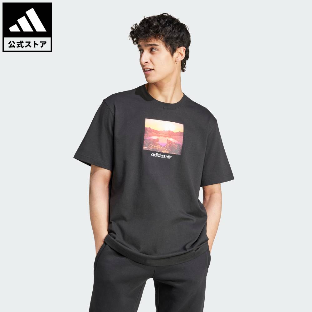 【20%OFFクーポン対象 07/04 20:00～07/11 01:59】【公式】アディダス adidas 返品可 ライフスタイル サンセット グラフィックTシャツ オリジナルス メンズ ウェア・服 Tシャツ 黒 ブラック JF2857 半袖 夏【PT】のサムネイル