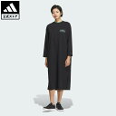 【公式】アディダス adidas 返品可 ライフスタイル カレッジ ルーズフィット ピケ 長袖ワンピース スポーツウェア レディース ウェア・服 ワンピース 黒...