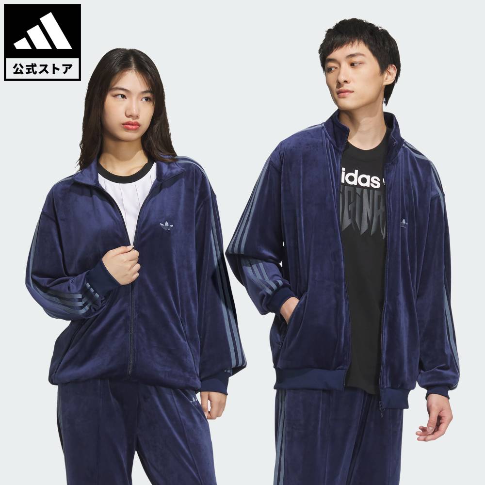 【公式】アディダス adidas 返品可 ライフスタイル ベロア トラックジャケット オリジナルス ユニセックス ウェア・服 ジャージ 青 ブルー JM2269...
