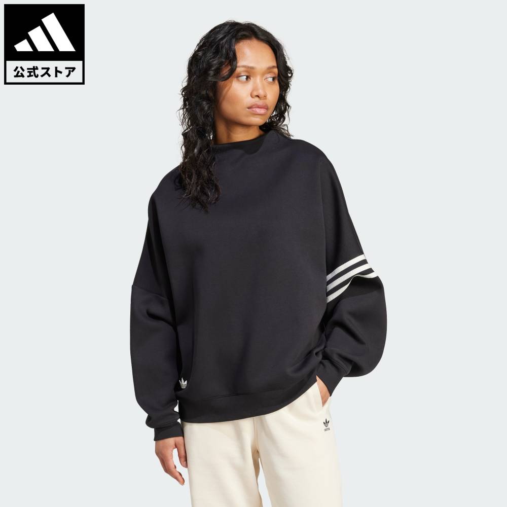 【1,000円OFFクーポン対象 12/04 20:00〜12/11 01:59】【公式】アディダス adidas 返品可 ライフスタイル Neuclassics オーバーサイズ モックネックスウェット オリジナルス レディース ウェア・服 スウェット（トレーナー） 黒 ブラック IW3430のサムネイル