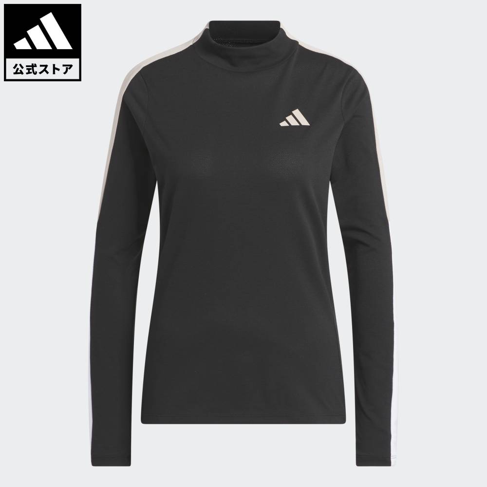 【公式】アディダス adidas 返品可 ゴルフ サイドカラーブロック モックネック L/Sストレッチシャツ パフォーマンス レディース ウェア・服 Tシャツ 黒 ブラック IK4384 ロンt