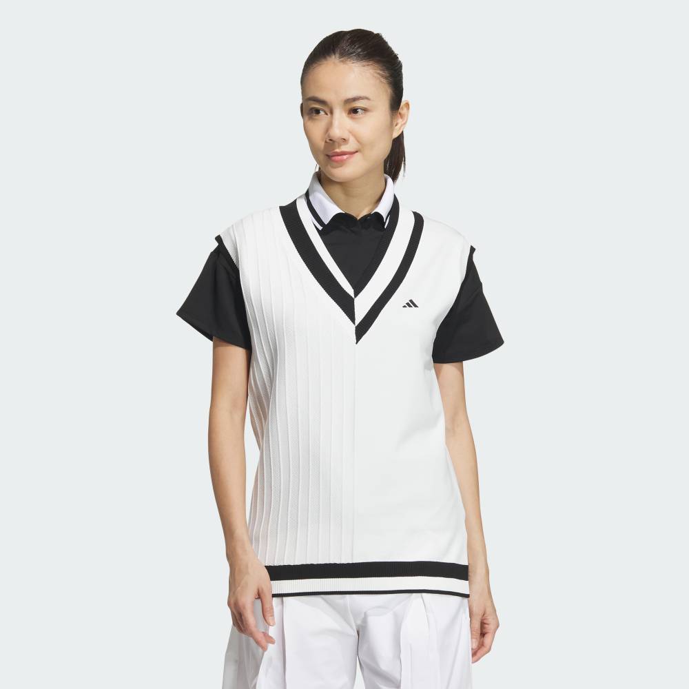 【20%OFFクーポン対象 11/14 10:00～11/16 23:59】 【公式】アディダス adidas 返品可 ゴルフ 【ゴルフ】マルチパターン Vネックベスト パフォーマンス レディース ウェア・服 ベスト 白 ホワイト IK9799