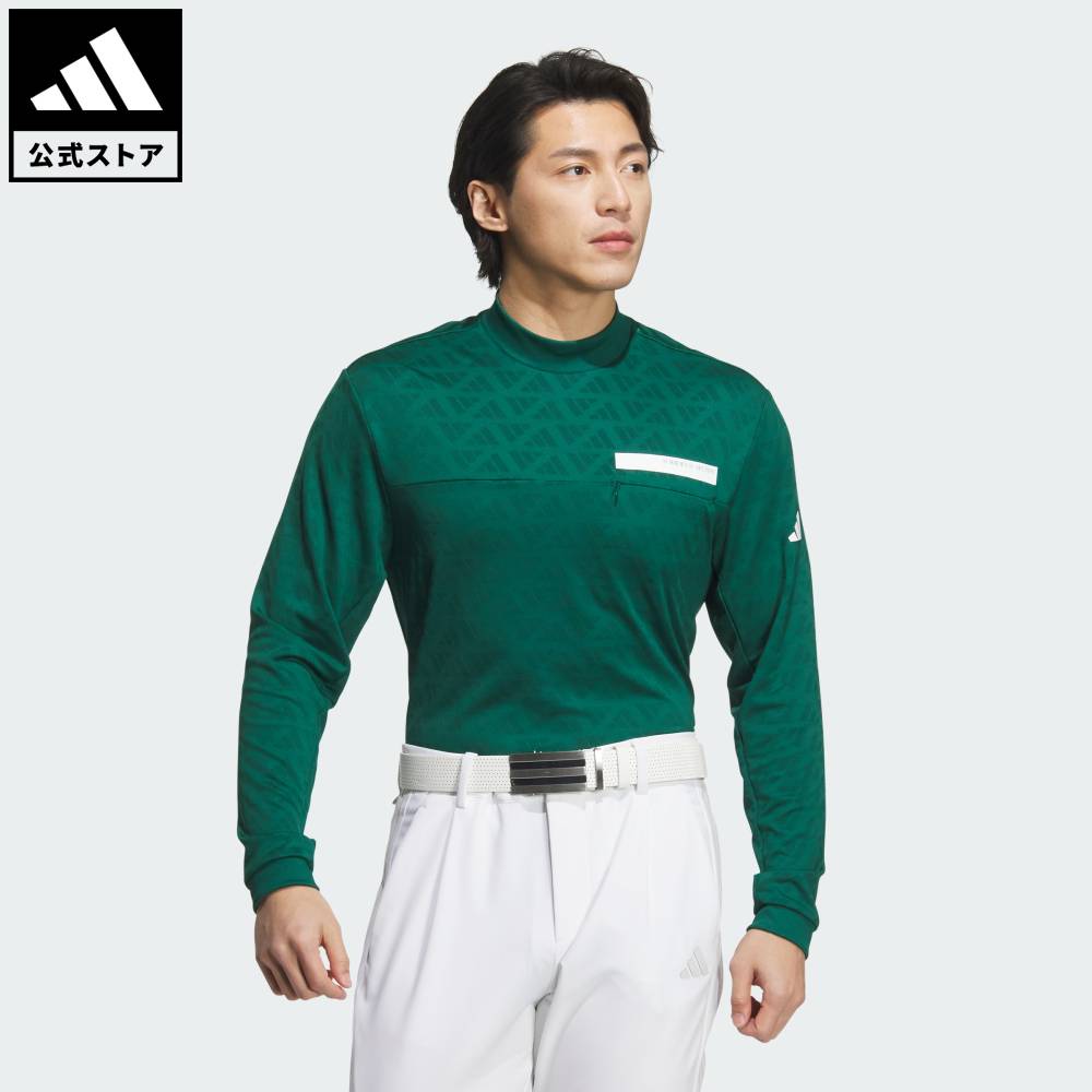 【20%OFFクーポン対象 05/12 00:00~05/16 23:59】【公式】アディダス adidas 返品可 ゴルフ 【ゴルフ】ジャカード UVケア付き モックネック 長袖シャツ パフォーマンス メンズ ウェア・服 ポロシャツ 緑 グリーン IM6411