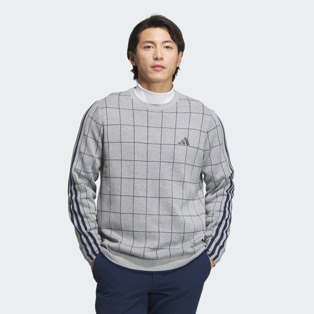 【公式】アディダス adidas 返品可 ゴルフ 【ゴルフ】クルーネック スリーストライプス 長袖セーター パフォーマンス メンズ ウェア・服 スウェット（トレーナー） グレー IM6425